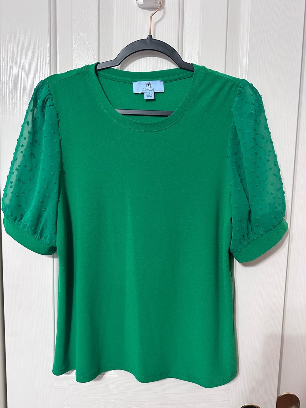CeCe Kelly Green Puff-Sleeve Short Sleeve Tee